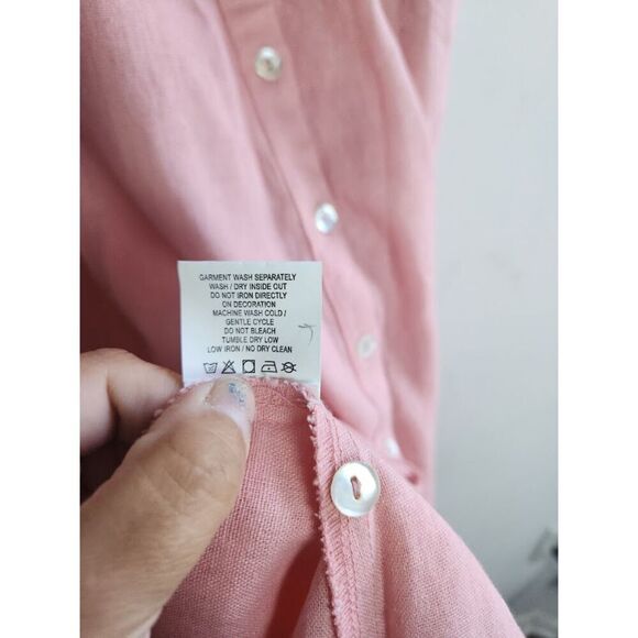 AND Women Pink A-Line Button Down Shirt A-Line Linen Blend Dress size 8 - Picture 10 of 10